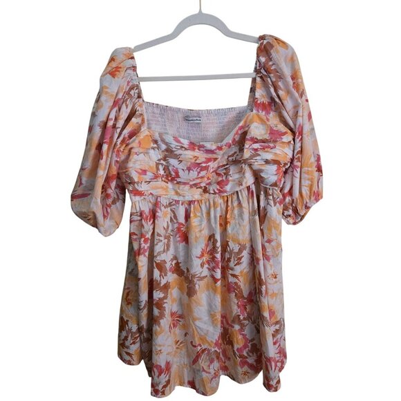 Abercrombie & Fitch NWT Ruched Bodice Empire Waist Puff Sleeve Dress Size XLp - Picture 2 of 10